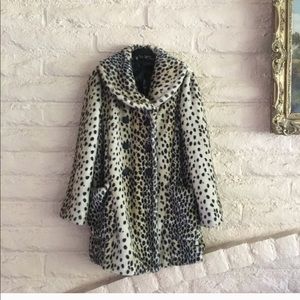 Vintage 60s faux fur leopard pea coat small/medium